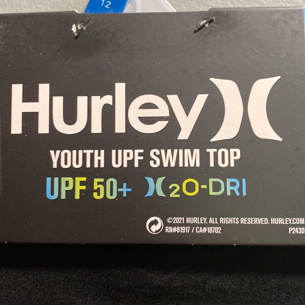 BRAND NEW GIRLS HURLEY UPF SWIM TOP SIZE 10/12! NWT. SMOKE FREE HOME! - Picture 7 of 7